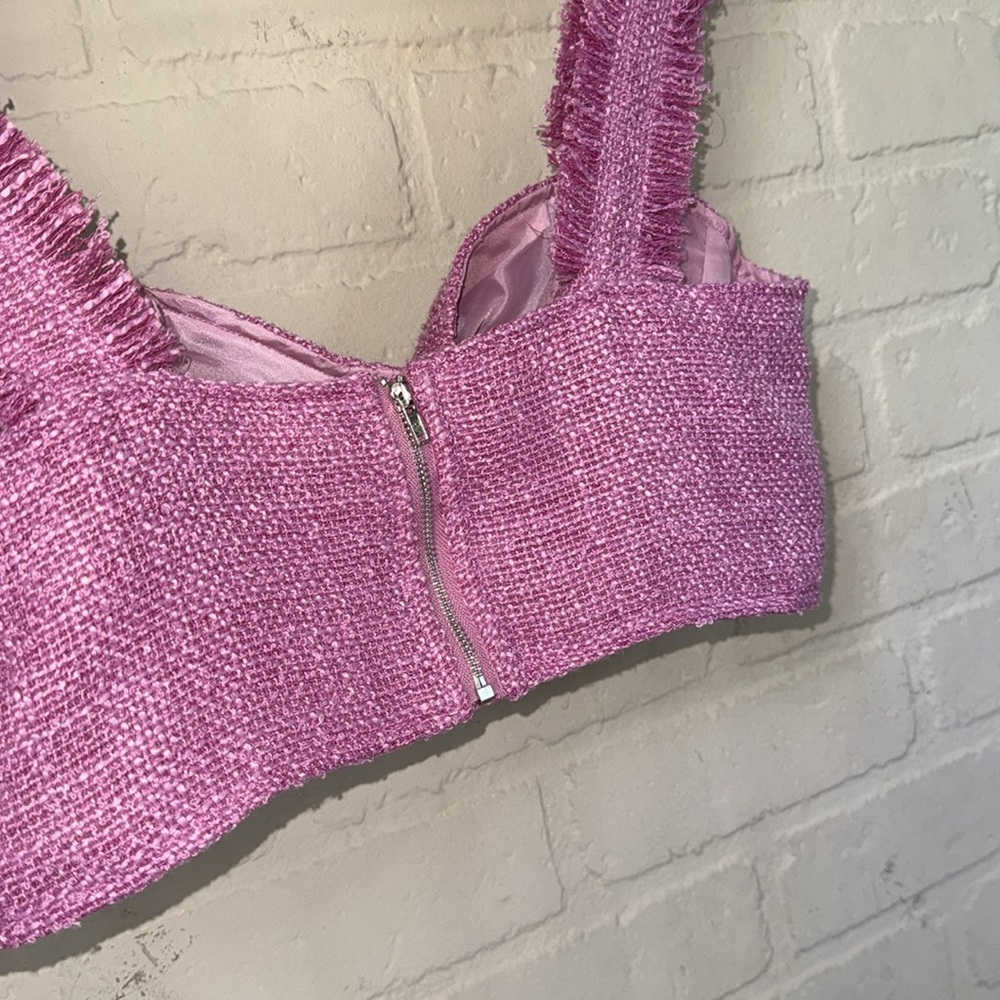 Frayed crop top Edge Pink tweed medium lined - Picture 4 of 4
